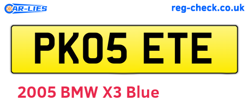 PK05ETE are the vehicle registration plates.