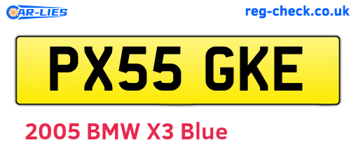 PX55GKE are the vehicle registration plates.