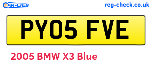 PY05FVE are the vehicle registration plates.