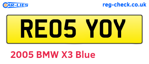 RE05YOY are the vehicle registration plates.