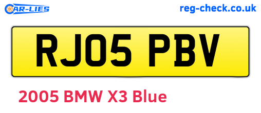 RJ05PBV are the vehicle registration plates.