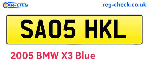 SA05HKL are the vehicle registration plates.
