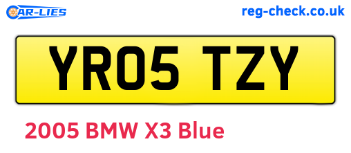YR05TZY are the vehicle registration plates.
