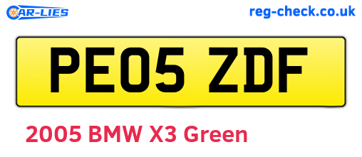 PE05ZDF are the vehicle registration plates.