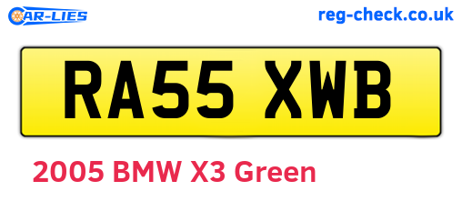 RA55XWB are the vehicle registration plates.