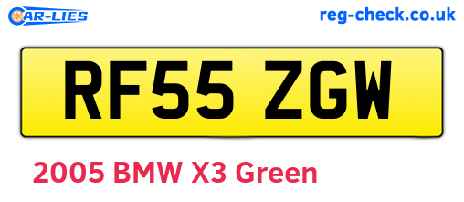 RF55ZGW are the vehicle registration plates.
