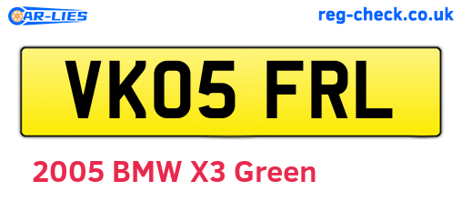 VK05FRL are the vehicle registration plates.