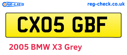 CX05GBF are the vehicle registration plates.