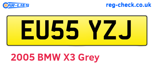 EU55YZJ are the vehicle registration plates.