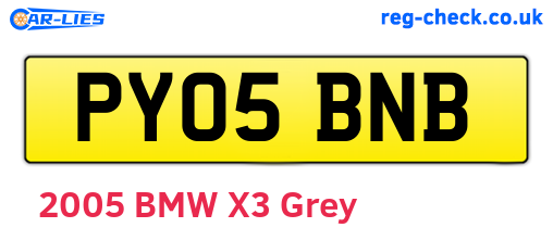 PY05BNB are the vehicle registration plates.