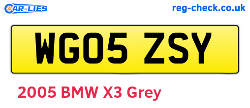 WG05ZSY are the vehicle registration plates.