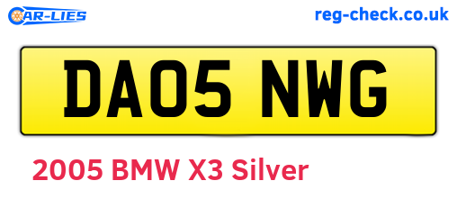 DA05NWG are the vehicle registration plates.