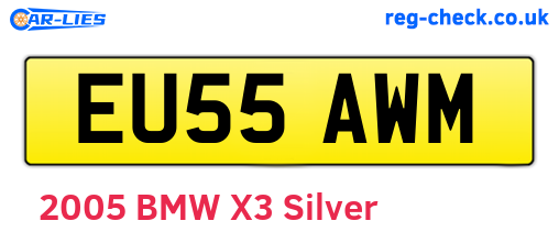 EU55AWM are the vehicle registration plates.