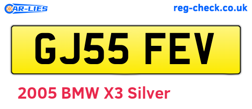 GJ55FEV are the vehicle registration plates.