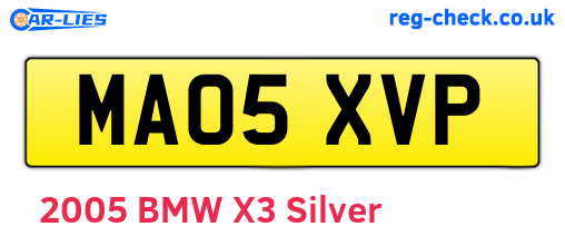 MA05XVP are the vehicle registration plates.
