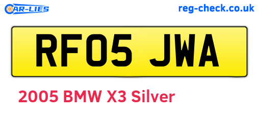 RF05JWA are the vehicle registration plates.