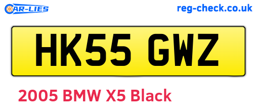 HK55GWZ are the vehicle registration plates.