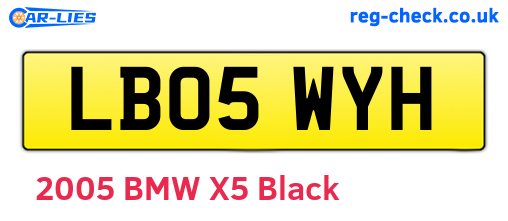 LB05WYH are the vehicle registration plates.