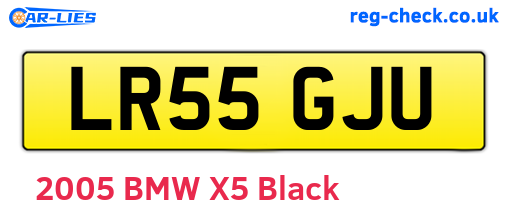 LR55GJU are the vehicle registration plates.