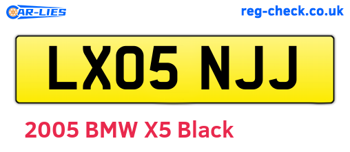 LX05NJJ are the vehicle registration plates.
