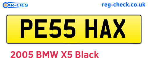 PE55HAX are the vehicle registration plates.