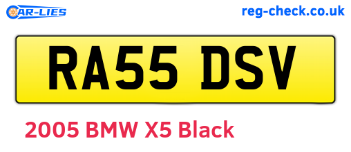 RA55DSV are the vehicle registration plates.