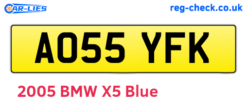 AO55YFK are the vehicle registration plates.