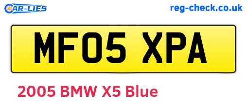 MF05XPA are the vehicle registration plates.