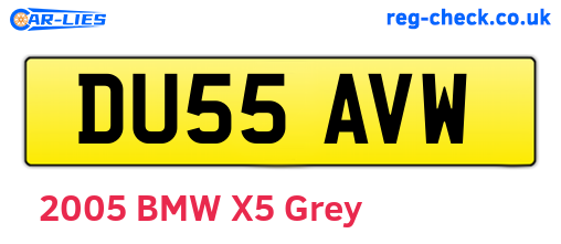 DU55AVW are the vehicle registration plates.