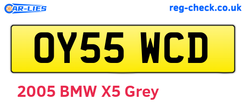 OY55WCD are the vehicle registration plates.