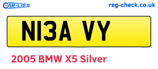 N13AVY are the vehicle registration plates.