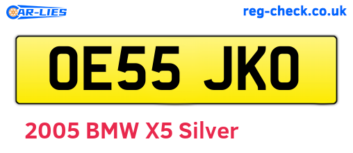 OE55JKO are the vehicle registration plates.