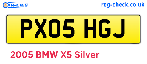 PX05HGJ are the vehicle registration plates.