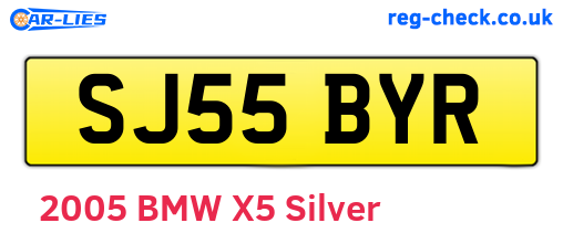 SJ55BYR are the vehicle registration plates.