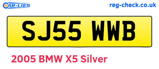 SJ55WWB are the vehicle registration plates.