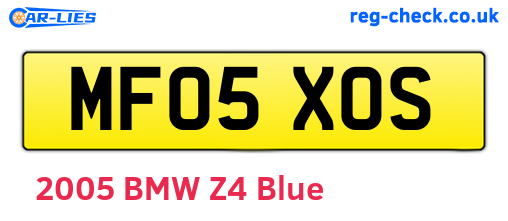 MF05XOS are the vehicle registration plates.