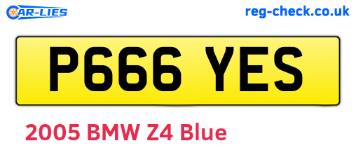 P666YES are the vehicle registration plates.