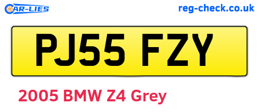 PJ55FZY are the vehicle registration plates.