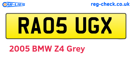 RA05UGX are the vehicle registration plates.