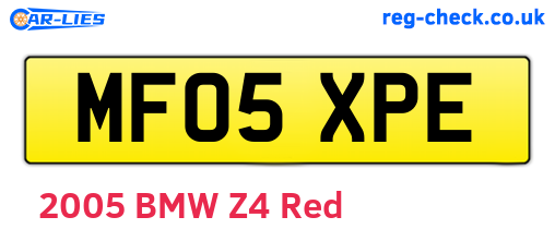MF05XPE are the vehicle registration plates.