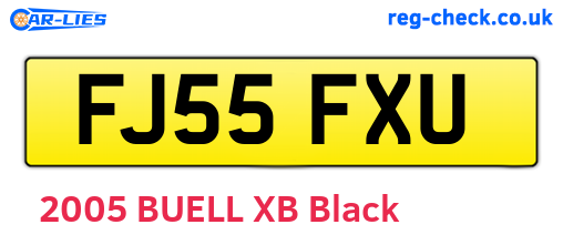 FJ55FXU are the vehicle registration plates.