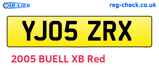 YJ05ZRX are the vehicle registration plates.