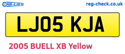 LJ05KJA are the vehicle registration plates.