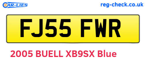 FJ55FWR are the vehicle registration plates.