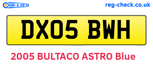 DX05BWH are the vehicle registration plates.