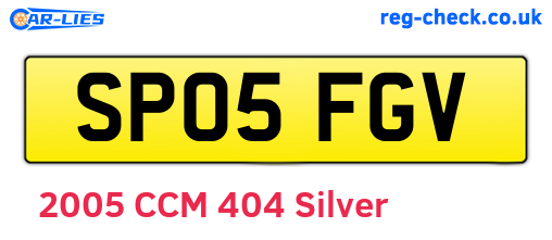 SP05FGV are the vehicle registration plates.
