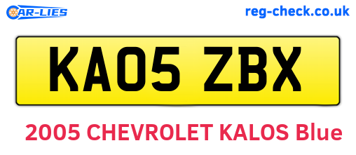 KA05ZBX are the vehicle registration plates.