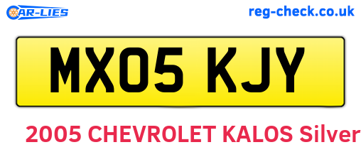 MX05KJY are the vehicle registration plates.
