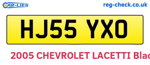 HJ55YXO are the vehicle registration plates.