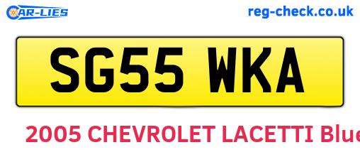 SG55WKA are the vehicle registration plates.